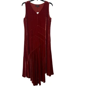 Vestido midi sin mangas de terciopelo rojo para mujer Lafayette 148 talla 4 NUEVO - Imagen 1 de 11