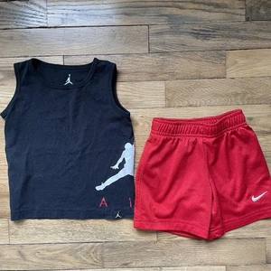 Boys 2t Jordan Air Black Tank With Nike Red Shorts Bundle Athletic Wear - Picture 1 of 7
