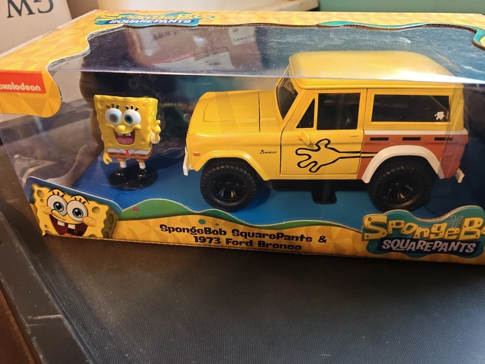 Jada 1:24 Hollywood Rides 1972 Ford Bronco & Spongebob Figure 35467 Diecast Car - Image 1 of 1