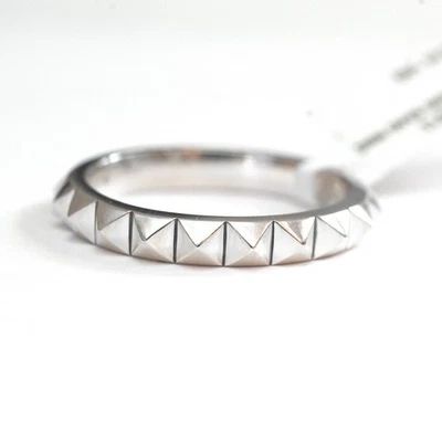 David Yurman Uomo Argento Sterling 4mm Piramide Fedina Misura 13 Nuovo Originale - Immagine 1 di 4