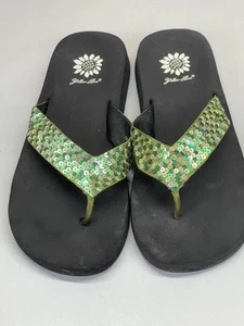 Yellow Box Damen-Flip-Flops schwarze Sohle grün Paillettenriemen Größe 8 - Bild 1 von 6