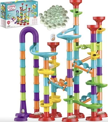 142PC Marble Run Toy Set – Educational Construction Maze Blocks with Marbles - Image 1 of 4