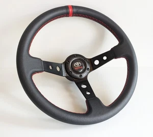 Volante se adapta a Toyota Celica Supra Mr2 Corolla cuero perforado rojo - Imagen 1 de 12