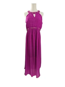 Nuevo sin etiquetas Vestido Para Mujer Thalia Sodi Estilo Halter Midi Violeta Ciruela/Rosa Talla M - Imagen 1 de 14