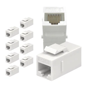 RJ45 Inline Coupler Cat7 Cat6 Cat5 Keystone Female Ethernet Connector 10 Pack - Picture 1 of 22