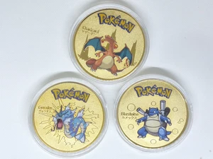 3 Stück Pokemon Sammlerstücke Gedenkmünze Medaille Karte für Kinder - Bild 1 von 2