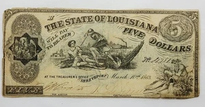 1863 $2 The State of Louisiana, Shreveport, No 4957 Circulated Treasury Note - Picture 1 of 8