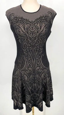 RVN Mujer Talla L Negro Tatuaje Encaje Jacquard Acampanado Vestido Sin Mangas Tejido Elástico Foto 1 de 4