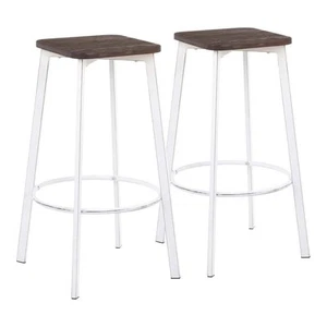 Clara 30 in. Vintage White and Espresso Industrial Square Bar Stool (Set of 2) - Picture 1 of 6