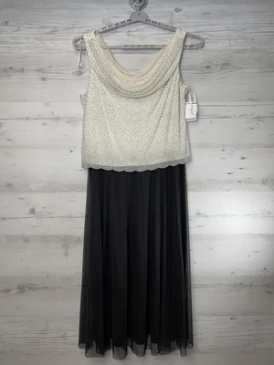 Cachet Dress Womens 20W Black Ivory Beaded Cowl Neck Sleeveless Gown Formal NWT - Image 1 of 4