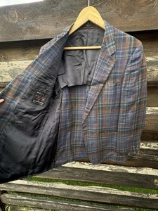 D’Avenza Roma 42 R All Linen Blazer Jacket Checkered 2 Button - Picture 1 of 14