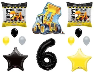 12 piezas CONSTRUCCIÓN GLOBOS Nuevo 6º SEXTO Cumpleaños TRACTOR Fiesta FAVORES Camión - Imagen 1 de 1