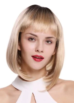 WIG ME UP Perruque pour Femme Carré Longbob Frange Ombre Brun Foncé Blonde Sexy - Photo 1/4