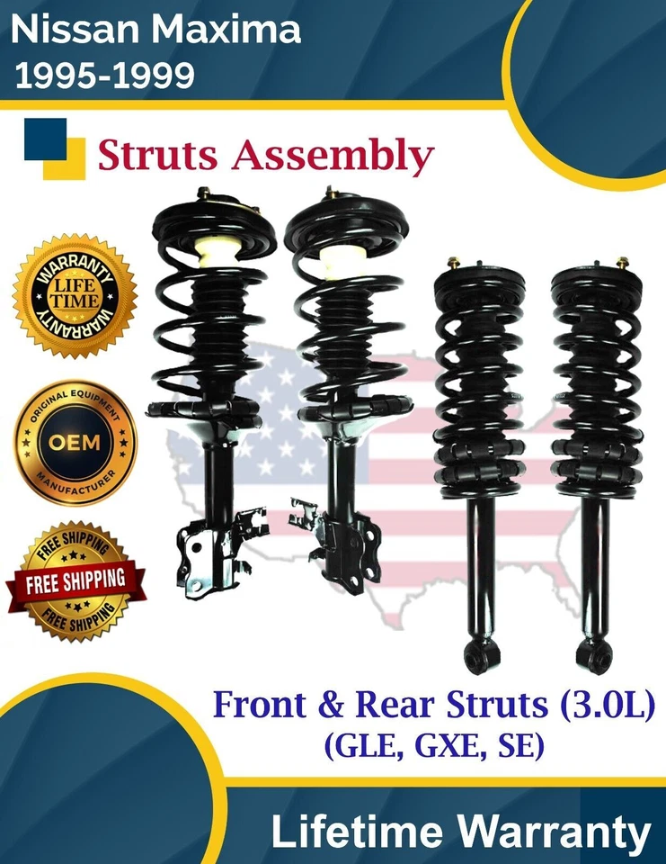 Nuevos puntales delanteros y traseros OE para Nissan Máxima 1995-1999 3,0 L garantía de por vida Foto 1 de 4