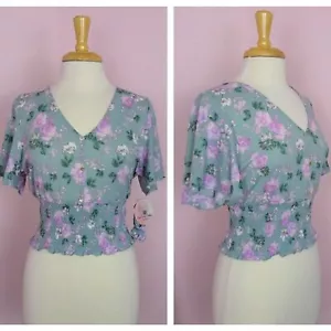NWT Full Circle Trends Women's Blouse Smocked Top Scrunchie Set Juniors M - Picture 1 of 8