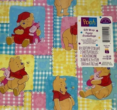Sealed Disney Hallmark Winnie The Pooh Gift Wrap Wrapping Paper Pooh & Piglet  - Image 1 of 4
