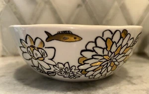 New Anthropologie Rhea Gold Fish Bowl 5.5” Diameter Round 2.25”T Flowers - Picture 1 of 6