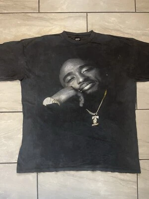 Vintage Tupac Shakur Big Face Rap Tee Shirt 3XL OG 90s Rare Black Faded Y2K - Image 1 of 4