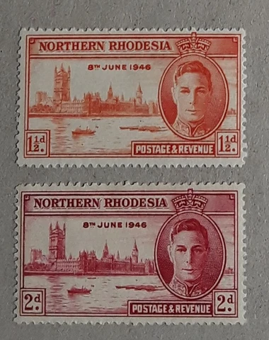 NORTHERN RHODESIA 1946 KGV1 SG46-7 Victory set MNH/MLH Cover