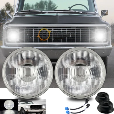 Pair 7 inch LED Headlights Round DOT Approved Hi/Lo Lamp For 1967-1972 Chevy C10 - Image 1 of 4