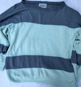 90s Croquet Club Sweatshirt Relaxed Fit Women 14 Mint Green Color Block - Picture 1 of 11
