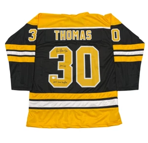Tim Thomas Signed Bruins Custom Jersey w 2011 Cup & Con Smythe Beckett W BAS COA - Picture 1 of 3