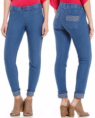 Leggings Skimmer HUE U17493H Puño de Encaje Elastizados Azul Denim, S - Precio de venta sugerido por el fabricante $48 Foto 1 de 4