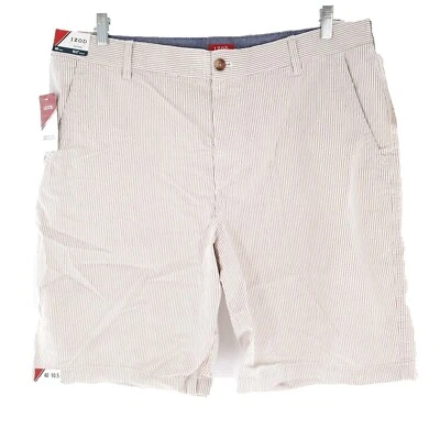 IZOD Hombres Corto Sandy Bay Seersucker Frente Plano Rayas Tostado Marfil Talla 40x11 -NUEVO CON ETIQUETAS Foto 1 de 4