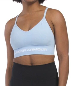 XL NUEVO CON ETIQUETAS Sujetador deportivo Under Armour azul bajo impacto sin costuras para mujer - Imagen 1 de 2
