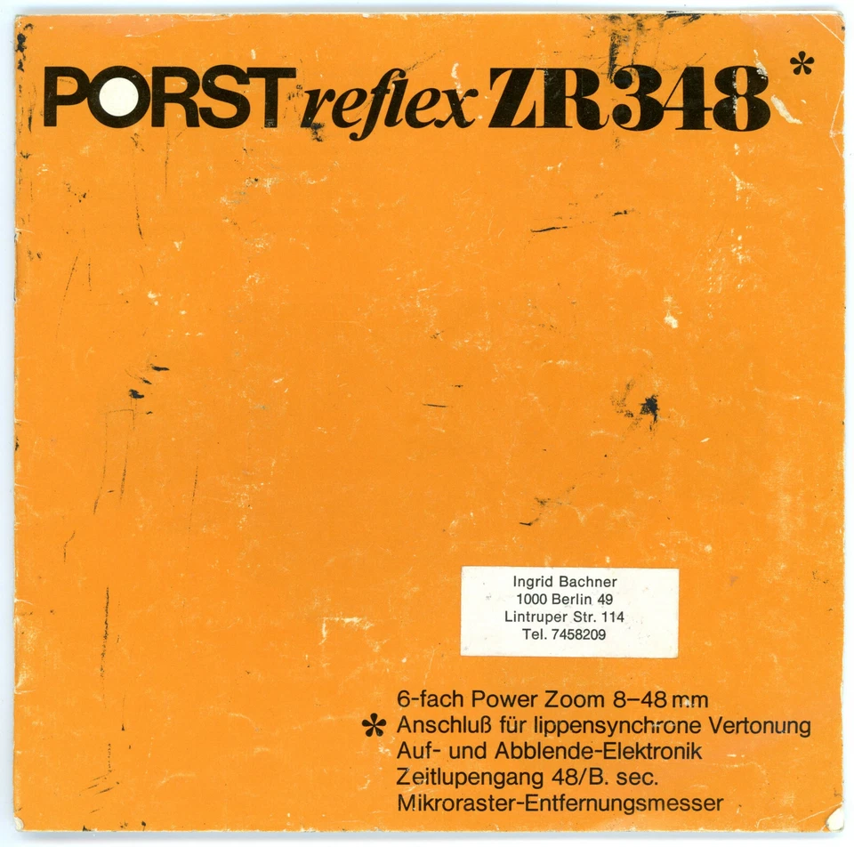 Filmkamera Bedienungsanleitung PORST REFLEX ZR348 User Manual Anleitung (Y2196 - Bild 1 von 1