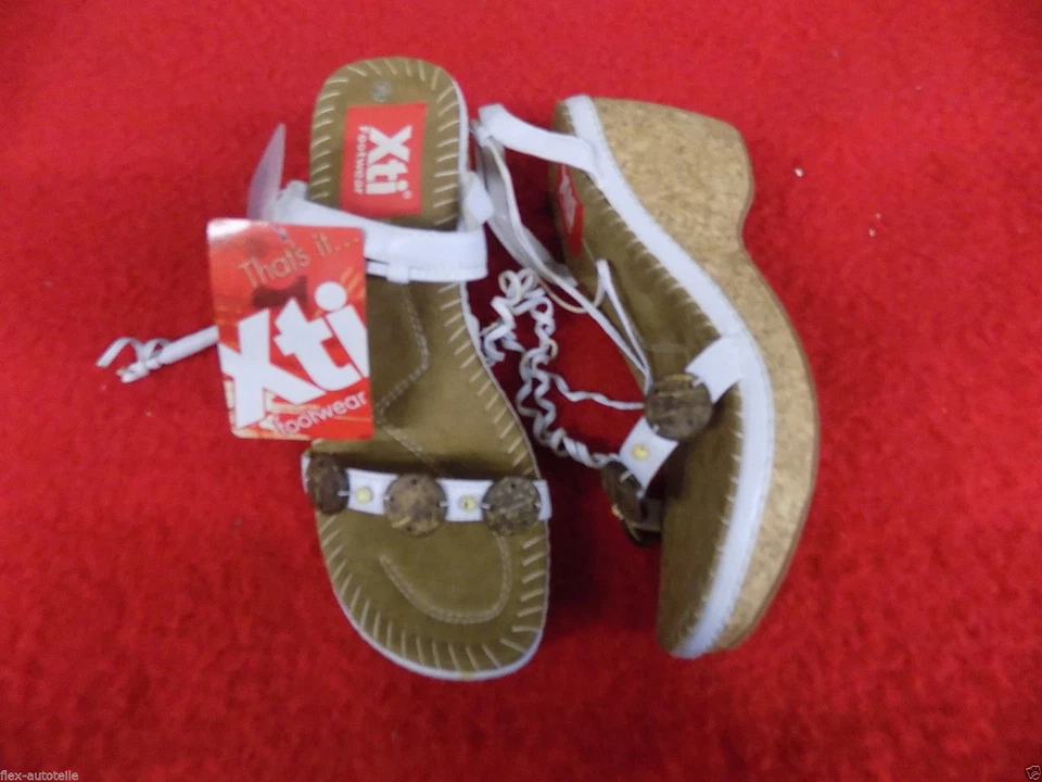 XTI Riemchen Pumps Gr.39 Kork Sohle Keilabsatz offener Sommer Schuh Weiß - Bild 1 von 1