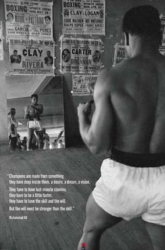 Muhammad Ali THE WILL Classic Quote at Gym Black-and-White 24x36 Boxing POSTER - Image 1 of 1