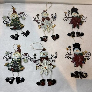 Metal Snowman Whimsical Wire Legs set 6 Christmas Ornament/tree decor - Picture 1 of 9