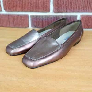 NWOT Capezio 'Jenny' Vintage Genuine Leather Colorblock Loafers in Copper/Bronze - Picture 1 of 7