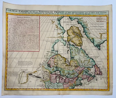 CANADÁ NOUVELLE FRANCIA 1720 por HENRI CHATELAIN MAPA ANTIGUO GRANDE SIGLO 18e Foto 1 de 4