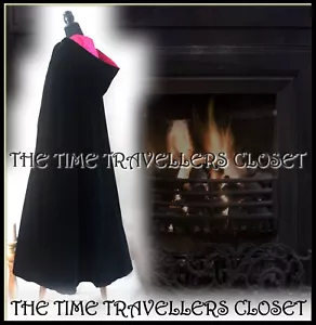 Vintage Laura Ashley Black Pink Silk Velvet Cape Coat Opera Victorian UK 10 36 - Picture 1 of 17