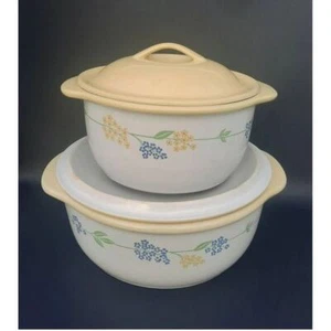 Corelle Koordinaten Steinzeug 2,5 Quart & 1,5 Quart bedeckt Bäcker gelb blau Blumen - Bild 1 von 13