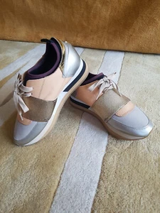 Scarpe da ginnastica/sneakers alte Philippe modello oro argento in pelle taglia 37 (4UK), $500 - Foto 1 di 12