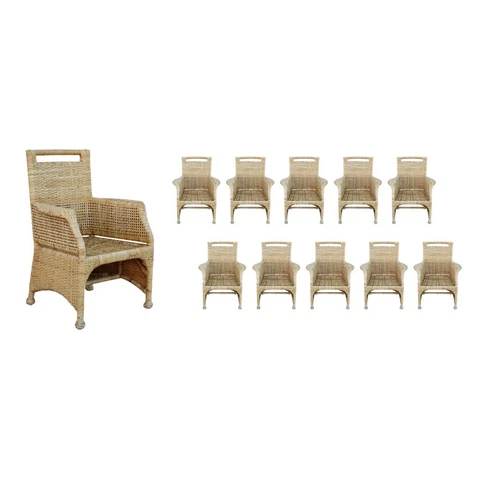 10 Authentic Rare McGuire Woven Rattan Wicker Bamboo Arm Chairs Organic Modern Cover