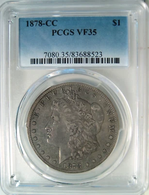 1878-CC MORGAN SILVER DOLLAR~PCGS VF35 SEMI KEY BETTER DATE NICE PROBLEM FREE * - Image 1 of 4