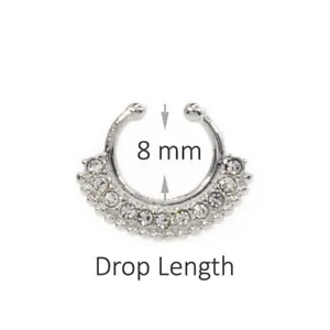 Septum Hanger With Jewels Non Piercing Jewelry 8mm Diameter  - Picture 1 of 4