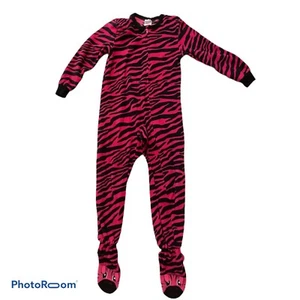 Circo Pink and Black Animal Zebra Print Footed One Piece Zipper Sleepwear, XS  - Picture 1 of 5