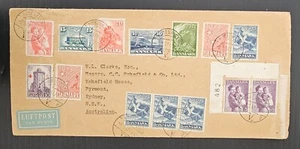 1947 Denmark Airmail Cover ties 14 stamps cd Copenhagen-Pyrmont - Picture 1 of 2