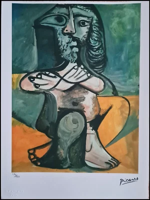 PABLO PICASSO * Seated Nude Man * 28 x 38 cm*signed lithograph*limited # 172/250 - Bild 1 von 4