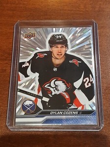2023-24 Upper Deck Series 1 Dylan Cozens Silver Outburst base #18 Buffalo