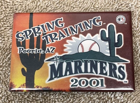 Seattle Mariners Spring Training 2001 Peoria AZ 3x2" Metal Fridge Magnet Metal Cover