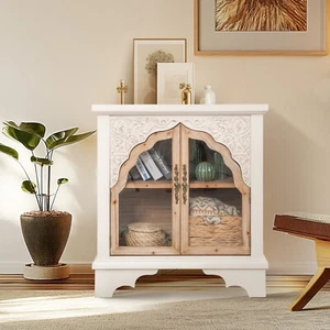 Accent Cabinet with 2 Doors Vintage Storage Cabinet Retro Cabinet