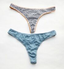 2PCS Women Thongs cotton Geometric T-back Underwear Hipster G-string Panties 2XS