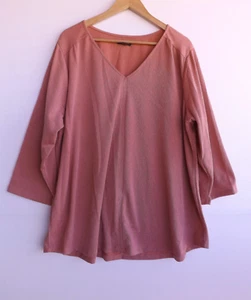 Autograph Top 20 Womens Pink Textured V Neck Pullover Tee - Picture 1 of 7