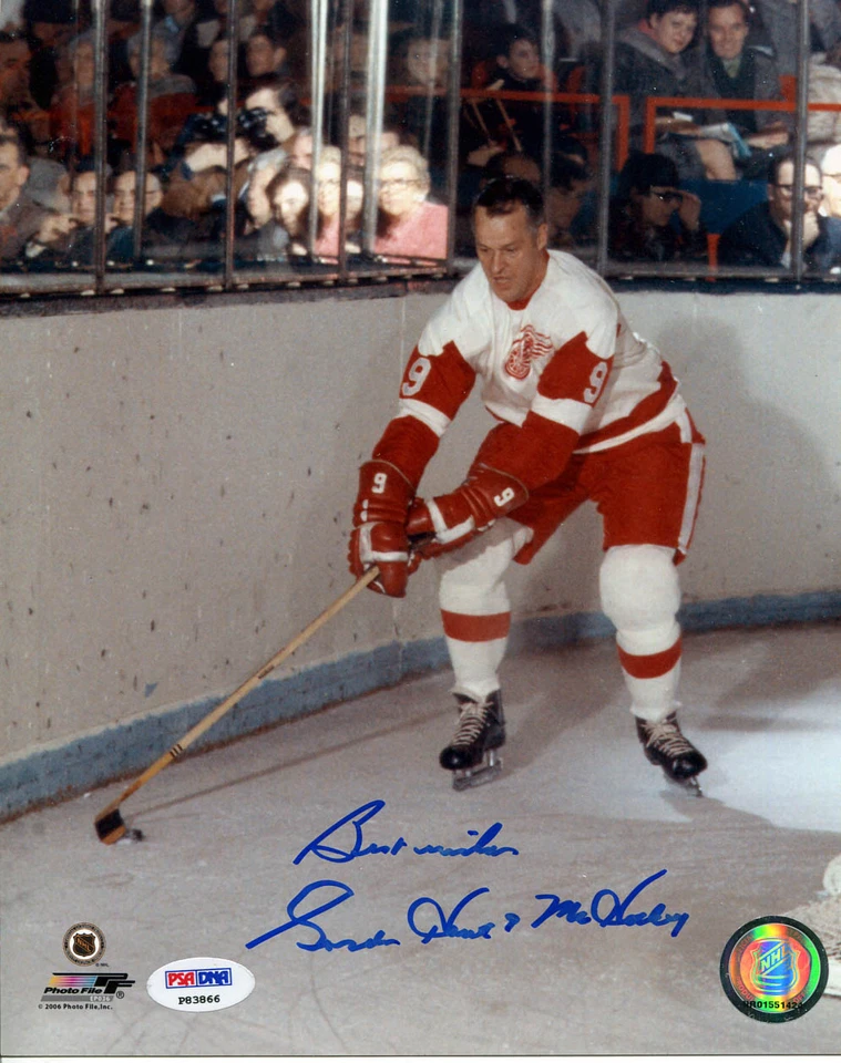 GORDIE HOWE RED WINGS SIGNED AUTOGRAPH 8X10 PHOTO PSA - Image 1 of 1